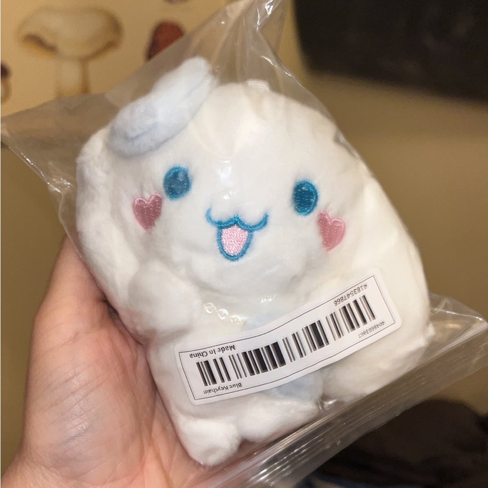 Adorable Cinnamoroll keychain plush in blue NWT